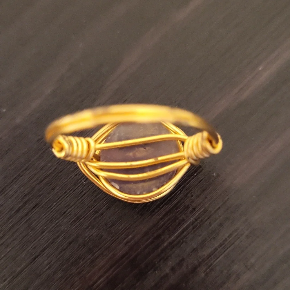 Raw Amethyst Gemstone Wire Wrap Ring